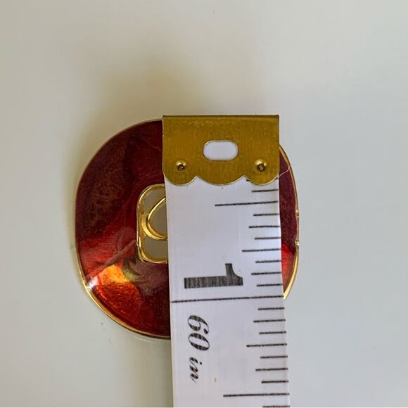 Vintage 80s Edgar BEREBI Signed Red and Gold Enameled Gold Tone Pierced Earrings - Picture 6 of 7